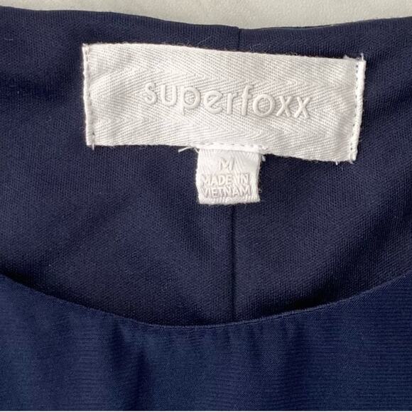 Superfoxx California Dreams Faux Wrap Dress Sleeveless Draped Navy Blue Medium - Picture 11 of 13